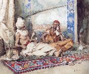 Attilio Simonetti Arabs in an interior oil